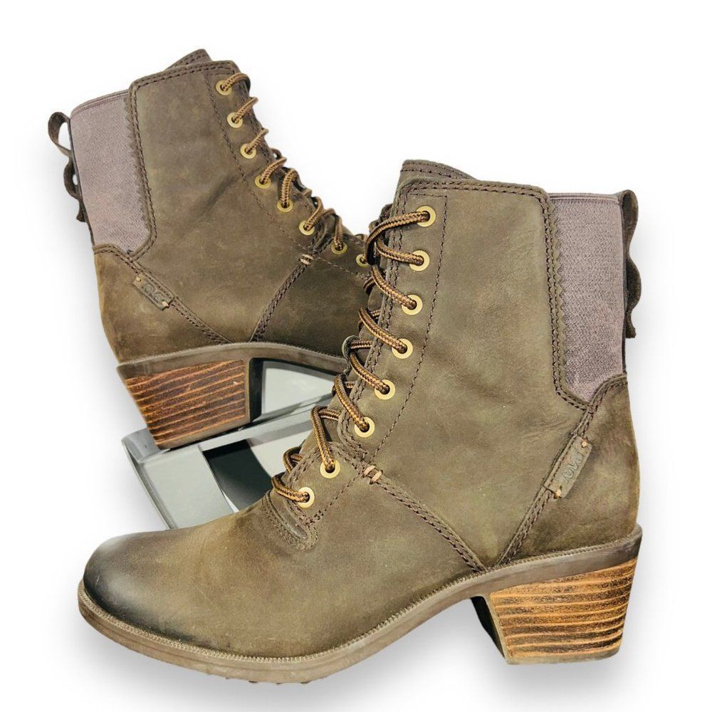 Teva Anaya Lace-up WP Ankle Boots Brown Leather 1111770 Women's 7